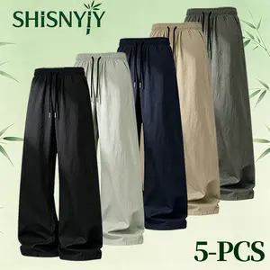 Summer Unisex for Both Men and Women new Chinese-style pure linen wide-leg pants — breathable, drapey, drawstring straight-leg casual long pants; laid-back, versatile linen trousers