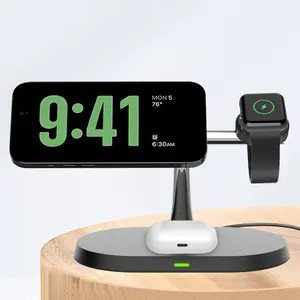 FDGAO 3 in 1 15W Magnetic Wireless Charger, Multifunctional Fast Charging Station, Wireless Charging Stand for iPhone 17 16 15 14 13 12 Airpods Pro Apple Watch 11 10 9 8 SE 7 6 5 4 3 2