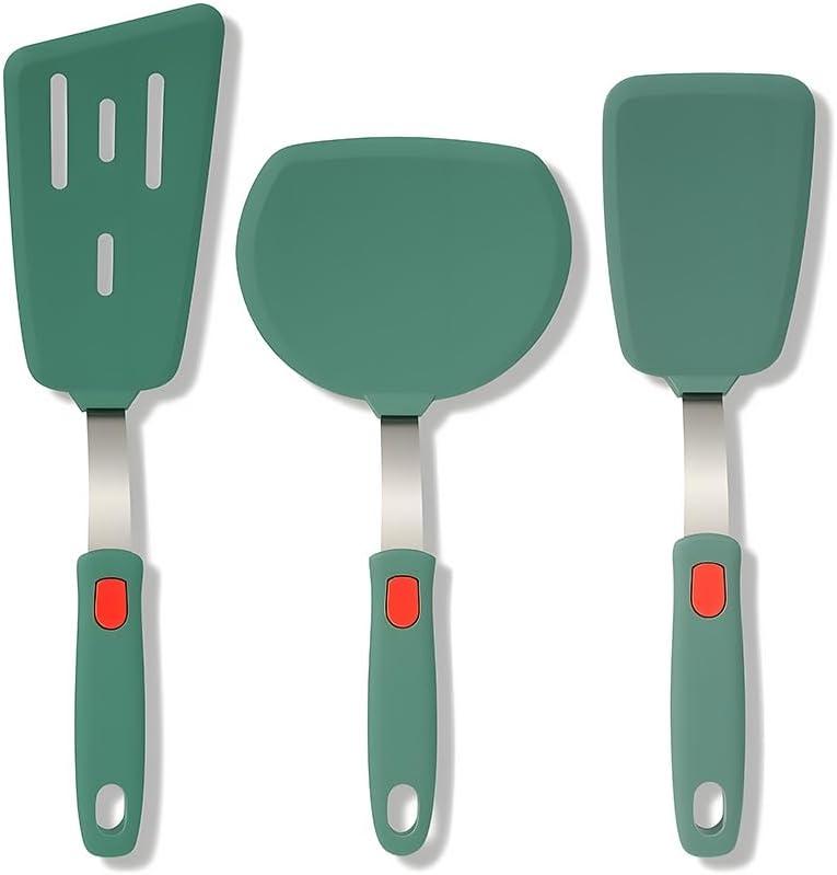 Brigii Silicone Spatula Turner Set of 3, 430 Stainless Steel Inside ...