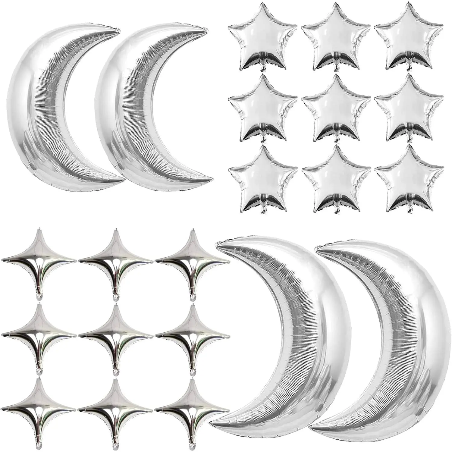 54Pcs Star Foil Balloons Moon Foil Mylar Balloons with 50Pcs Silver Star Balloons and 4Pcs Large Moon Foil Balloons for Shower Christmas Anniversary Engagement Wedding Birthday Party Decoration - Home Improvement. Aluminium Photo Pump