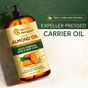 Healthy Aarogyam Sweet Almond Oil | 16 Fl Oz | 00% Pure and Natural | Carrier Oil | Aromatherapy | Massage | Ayurvedic Hair Care