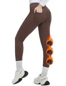 baleaf Women's Thick Fleece Lined Leggings Winter Warm Jeggings Water Resistant High Waisted Tights Snow Pants 4 Pockets Lounging Outdoor Teaching Cold Outfit