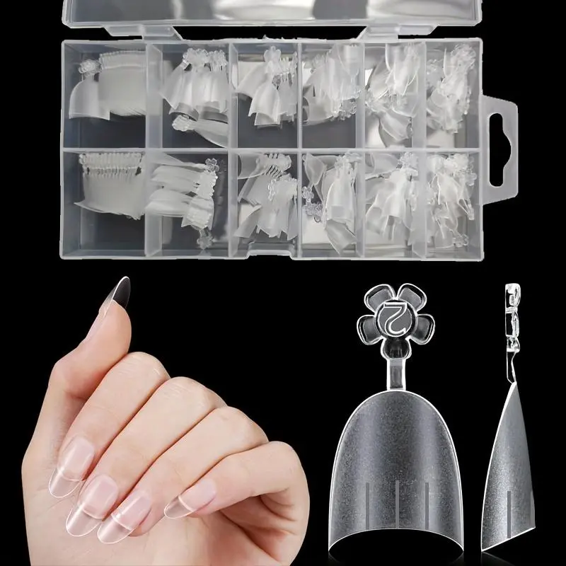 240Pcs Short Oval Nail Tips Half Cover False Nails Gel Nail Tips for Acrylic Fake Nails DIY Press-On Nail Extension