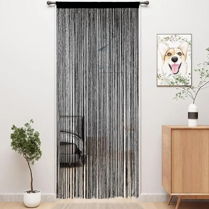 Black Line Pattern Door Curtain, Privacy Door Frame Tassel Curtain, Boho Style Door Curtain, Curtain For Doorway, Home Decoration Curtain for Home Living Room Bedroom Hotel Dormitory Decor