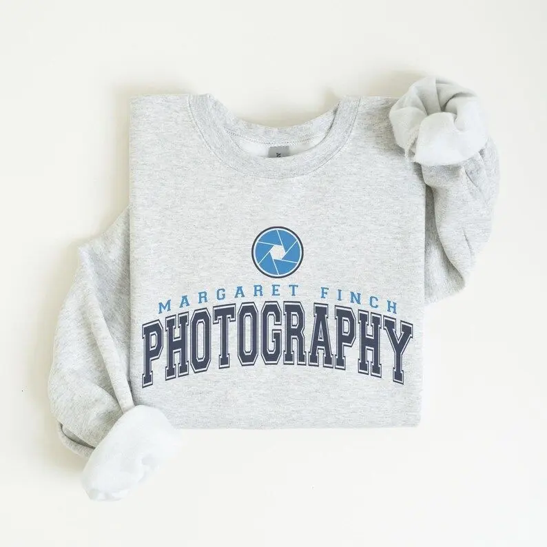 Custom Photographer Sweatshirt, Personalized Photography Crewneck with Name or Logo, Unique Wedding Photographer Gift