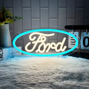 Ford Car Logo Neon Sign for Garage Decor,Led Signs for Bar Man Cave Wall Decor,Bright Light of Automotive Supplies Store Display,Easy Hanging