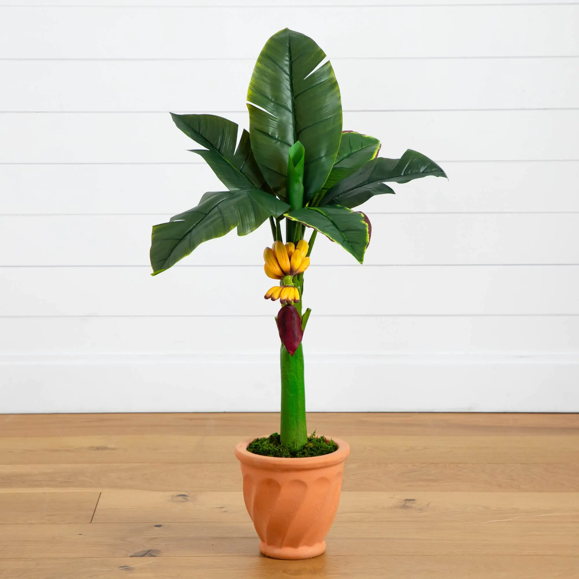 3ft Faux Fruit Artificial Banana Tree with Terracotta Planter - Light Moss Accent Foliage Decorative Artificial Tree for Home Decor, Kitchen Decor, Counter Top