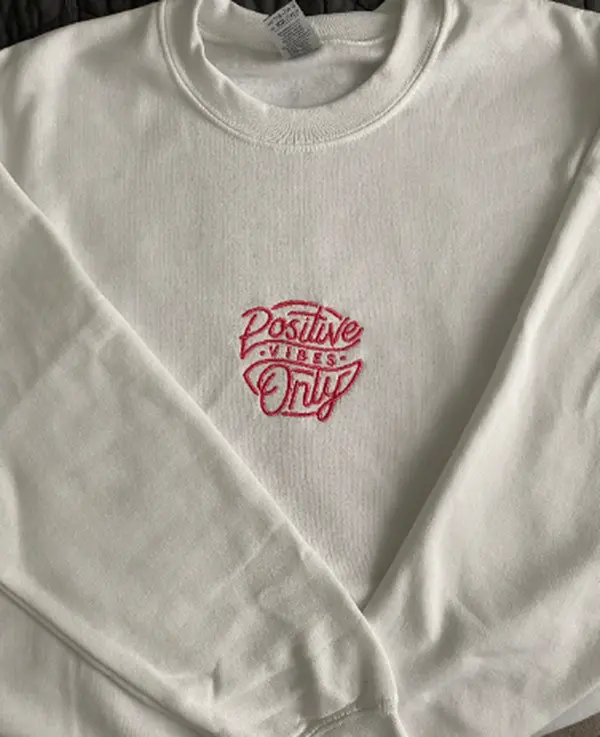 Custom Positive Vibes Only- Optimistic Aesthetic Embroidered Sweatshirt Medium Menswear Good Vibes Hoodie Love Simple Small Sweaters Comfy Soft