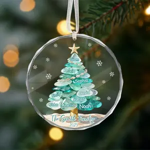 Personalized Big Family Name Glass Ornament, Christmas Tree Decoration, Decor Home, 2D Flat