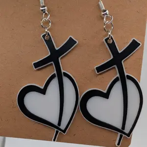 Heart and Cross Earrings