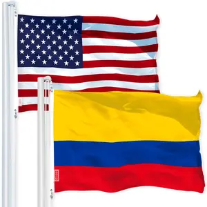 G128 Combo Pack: USA  3x5 Ft 150D Printed Stars & Colombia (Colombian) Flag 3x5 Ft 150D Printed