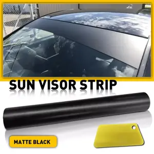 Universal Windshield Banner Matte Black Vinyl Decal Sun Strip 60"x10"