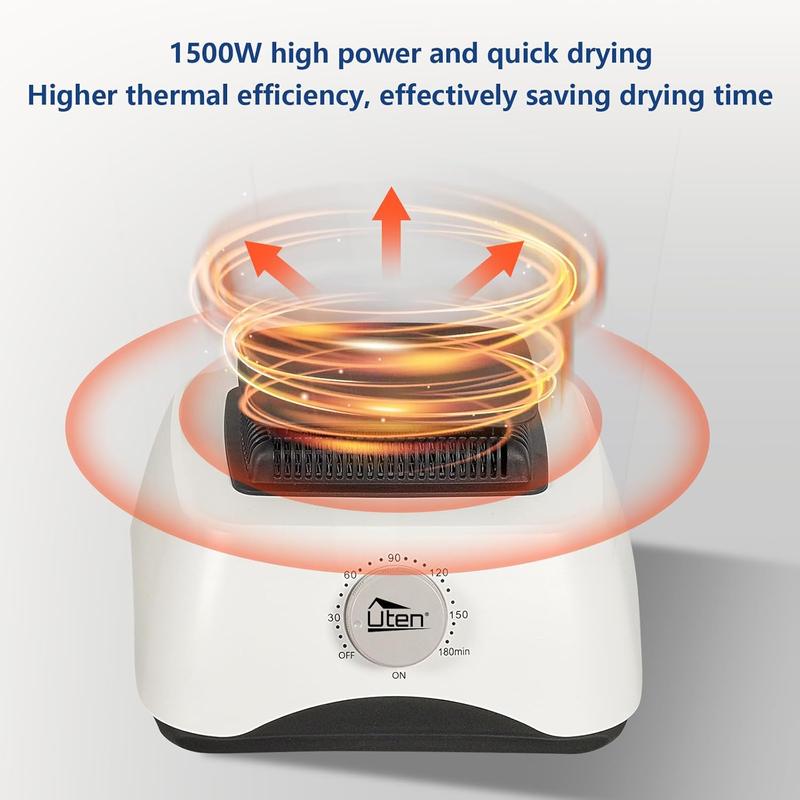 Uten Clothes Dryer Portable, 1500W Power Electric Clothes Hooded Dryer Machine with Timer, 2-Tier Laundry Drying Wardrobe, Foldable Clothes Drying Rack and Dryer for Travel, Apartments, RV, Home - Blue