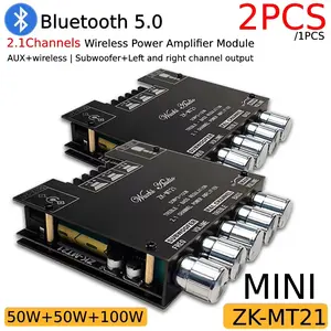 ZK-MT21 TPA3116 2.1 Channel Bluetooth 5.0 Subwoofer Amplifier Board 50WX2+100W Power Audio Stereo Amplifier Bass AMP AUX