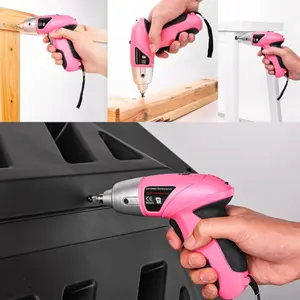 13pcs/46pcs multifunctional electric screwdriver household rechargeable set, pink/orange portable with LED light, cordless screwdriver and screwdriver head kit, suitable for DIY projects and home maintenance use