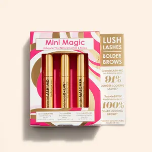 Mini Magic Set Featuring Trial Size GrandeLASH-MD Lash Enhancing Serum, Trial Size GrandeBROW Brow Enhancing Serum and Mini Size GrandeMASCARA Conditioning Peptide Mascara