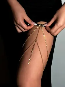 Rhinestone Decorated Body Chain for Women, Fashion All-match Thick Thigh Outfits, Tiered Layered Design Thigh Belt for Women, Stylish Body Jewelry for Party, Elegant Trendy Chain
