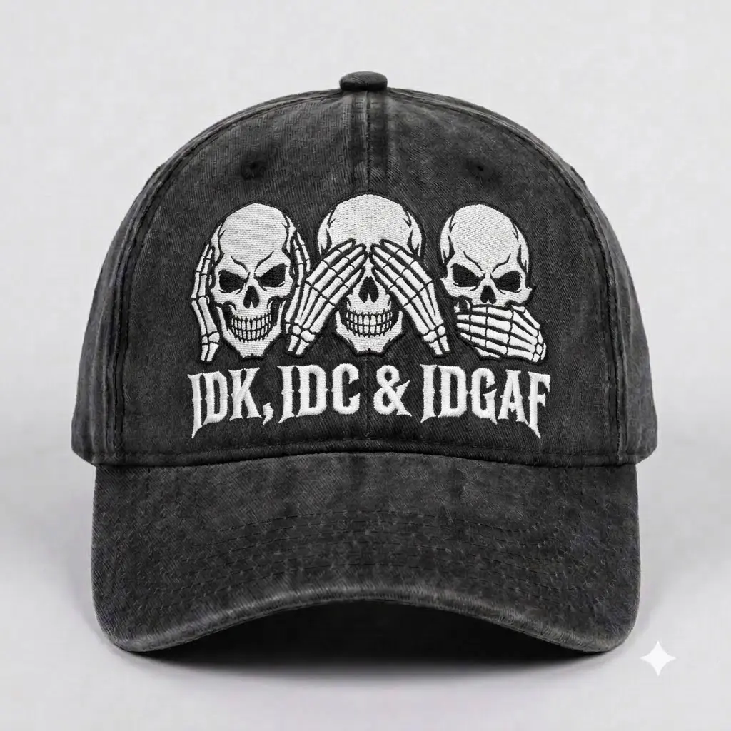 IDK, IDC IDGRAF wash Hat Mid Crown Adjustable Cap Perfect Gift For Dad Low Profile Dad Hat Pigment Dyed