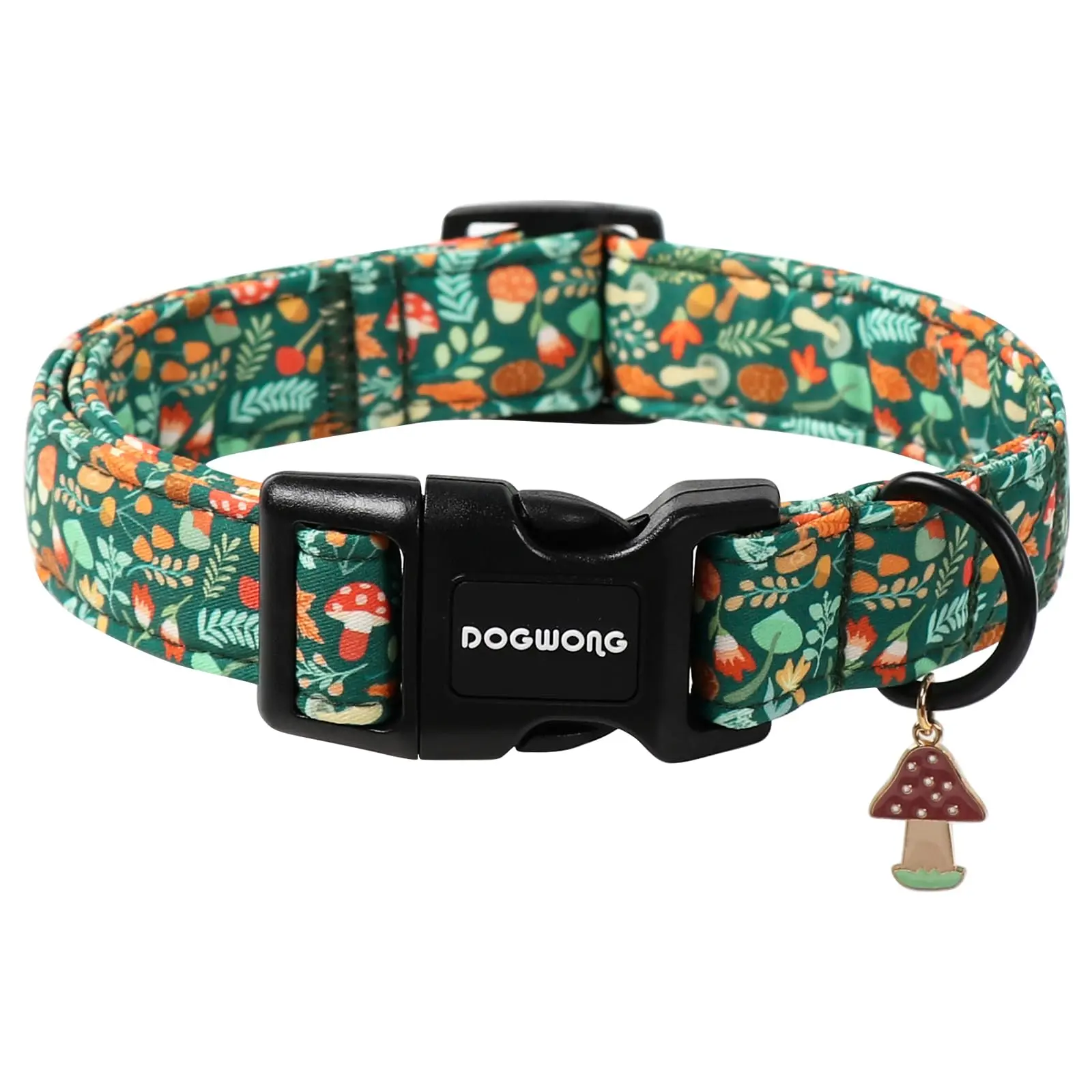 Autumn Harvest Dog Collar | Adjustable Soft Natural Fabric Mushroom Print Pet Necklace for Small, Medium & Large Dogs