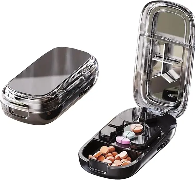 Precision Pill Cutter with Storage Case, Adjustable Tablet Splitter for Small Tiny Pills, Clean Even Cuts, BPA-Free Food Safe, Portable Travel Pill Splitter for Seniors & Daily Use
