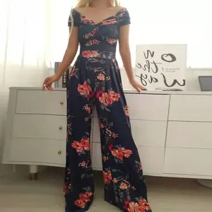 Summer Spring 2025 New Casual Sexy V Neck Slim Fit Jumpsuits Women Rompers Floral Check Print One Shoulder Overalls Mixed Color Light Gamis Womenswear Clothes