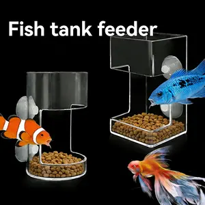 Cylindrical parrotfish tank feeder Fish Feeder Clear Fish Food Feeder Feeding Tray with Suction Cups for All Kinds of Food Tank Accessories Pre-holiday clearance sale.