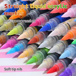 Acrylic Paint Markers Set, Acrylic Drawing Markers, Soft Brush Head Acrylic Paint Pens, Acrylic Painting Pen, DIY Crafts Art Supplies for Wood Rock Glass Canvas Stone Fabric Metal Ceramic Cloth
