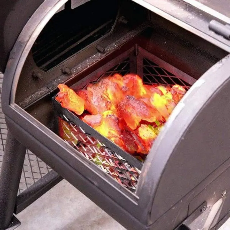 Silver 5279338P04 Stainless Steel Offset Smoker Charcoal Firebox Basket, Silver Charcoal Basket, Firebox Basket