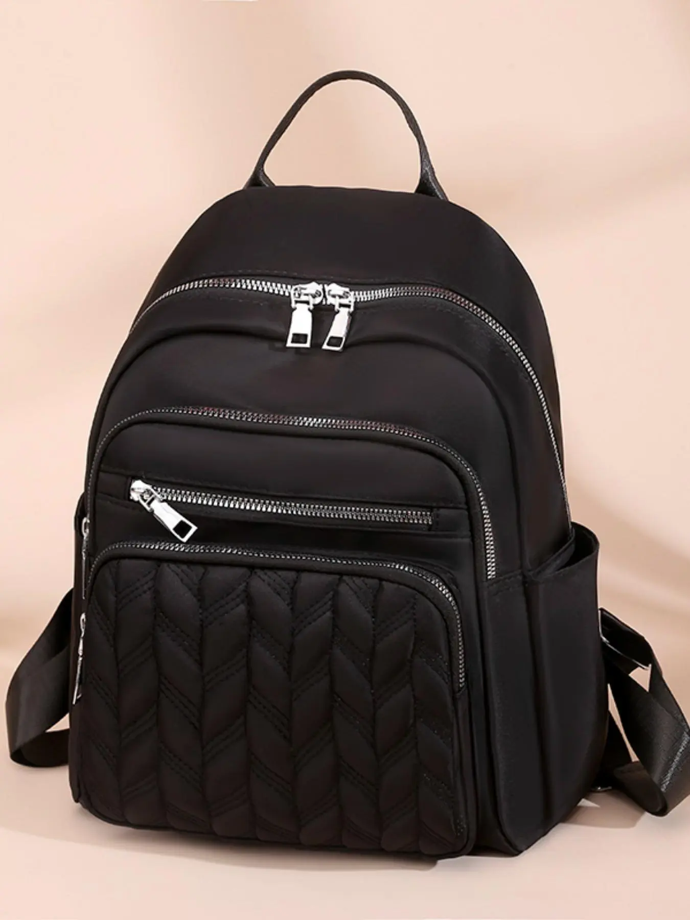 Fashionable Quilted Design Backpack, Casual Versatile Zipper Backpack for Women, Trendy All-match Commuter Bag for Daily Used, Casual Daypack, Lightweight Backpack, Portable Lightweight Backpack, Casual Travel Backpack, Casual Daypack Backpacks