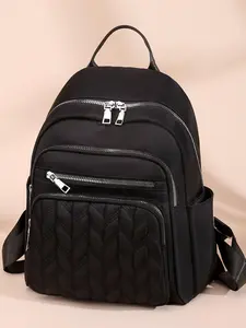Fashionable Quilted Design Backpack, Casual Versatile Zipper Backpack for Women, Trendy All-match Commuter Bag for Daily Used, Casual Daypack, Lightweight Backpack
