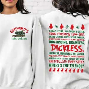 Dickless Griswold's National Lampoon's Christmas Vacation Sweatshirt , Festive Holiday Iconic Quotes From The Classic Comedy, Fabric Cotton Hoodie