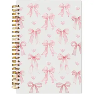 Pastel  Bow Notebook,  Bow Journal, Preppy Aesthetic Notebooks for Women,  Girly Office Supplies, Preppy  Hardcover Spiral Notebook 5.5x8.3 Inch