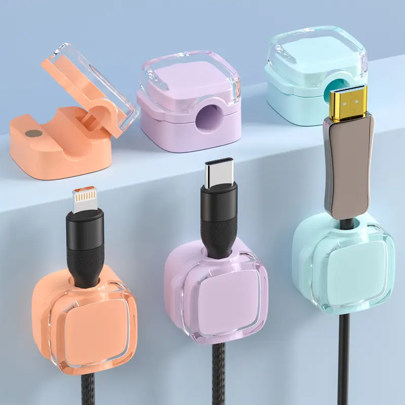 3/6PCS Magnetic Cable Clips, Self-Adhesive Desk Cable Holder, Cute Wire Keeper Cord Organizer for Desktop Charging Cables