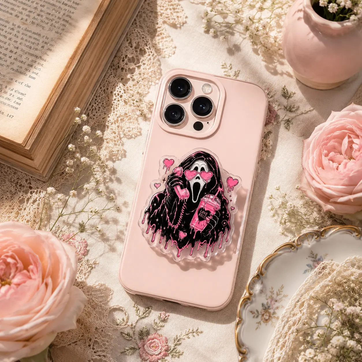 Cute Ghost Phone Grip | Cartoon Ghost Phone Holder | Spooky Kawaii Phone Stand
