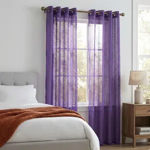 Window Wear 2 Panels 52X84Inch Stylish Design Fancy Slub Bamboo Yarn Semi Sheer Curtains Perfect For Specific Size Needs Home Textile L12