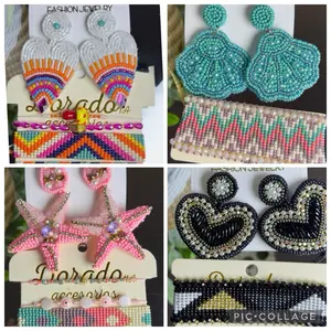 Multicolor Figure Earring and Bracelet Set