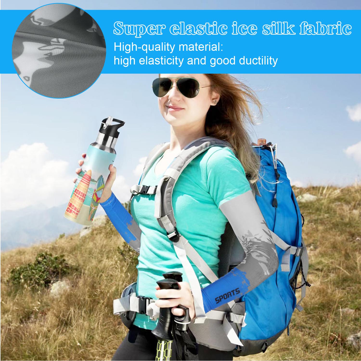 2 Pairs Per Pack Sublimation Printed Arm Sleeves with UPF 50 UV Protection, Cooling & Breathable Fabric, Perfect for Cycling, Running, Fishing, Baseball, Golf and All Outdoor Sports Activities