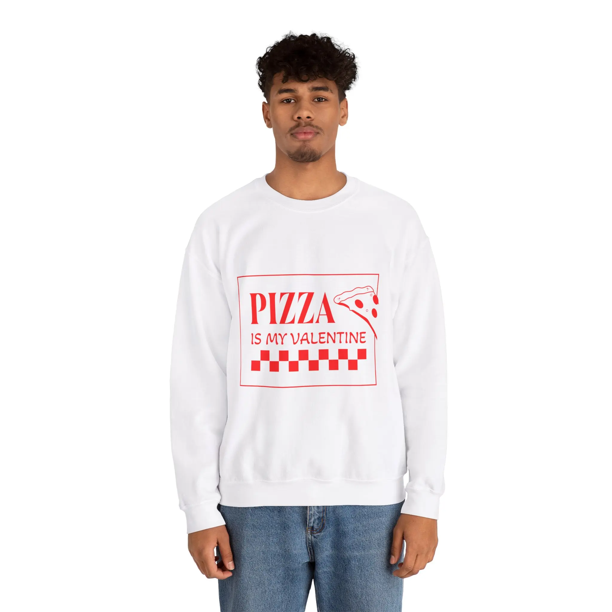 "Pizza is my valentine "valentines Sweatshirt for singles, Cute Food Lover Gift, Pizza Lover Apparel, Valentine's Day Jumper, Pizza Heart Shirt, Unisex Crewneck Classic Comfy Cotton Polyester hoodie  business valentine  sweatshirt
