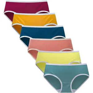 Women's Underwear Cotton Mid Rise Hipsters Full Coverage Panties Breathable Ladies Underwear 6 Pack