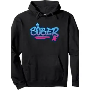 Men's Sober AF Graffiti Crown Graphic Hoodie, Durable Print, Everyday Comfort, Machine Washable, graffiti crown design casual all-season wear