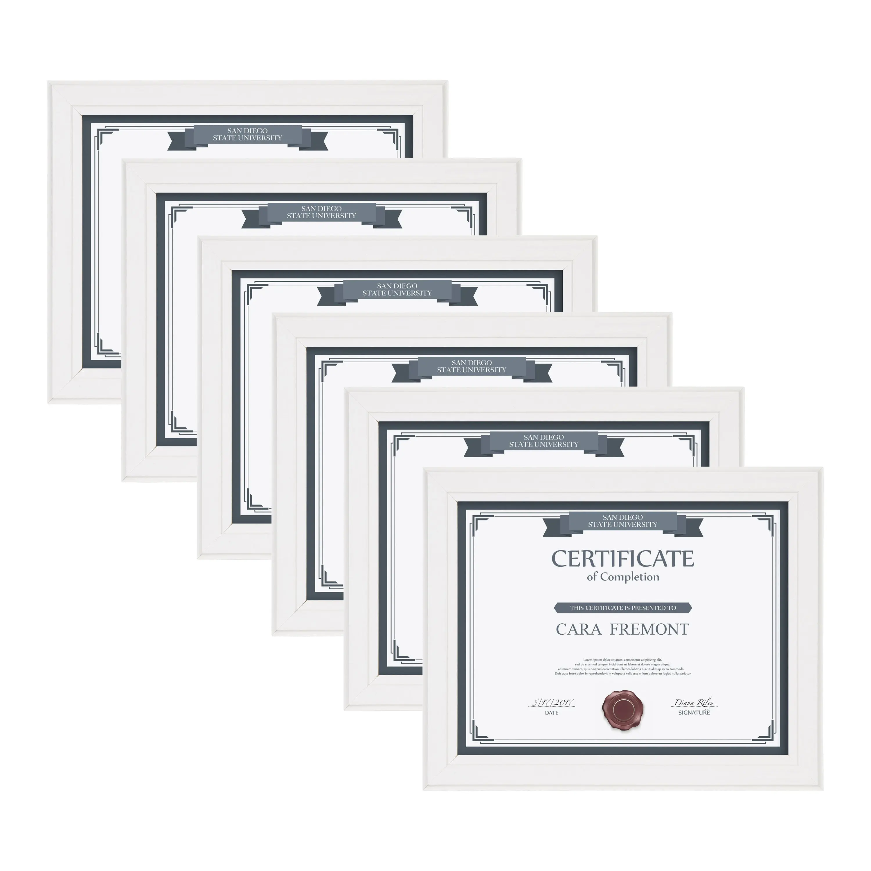Kieva 8.5x11 Wood Document Frame, Set of 6
