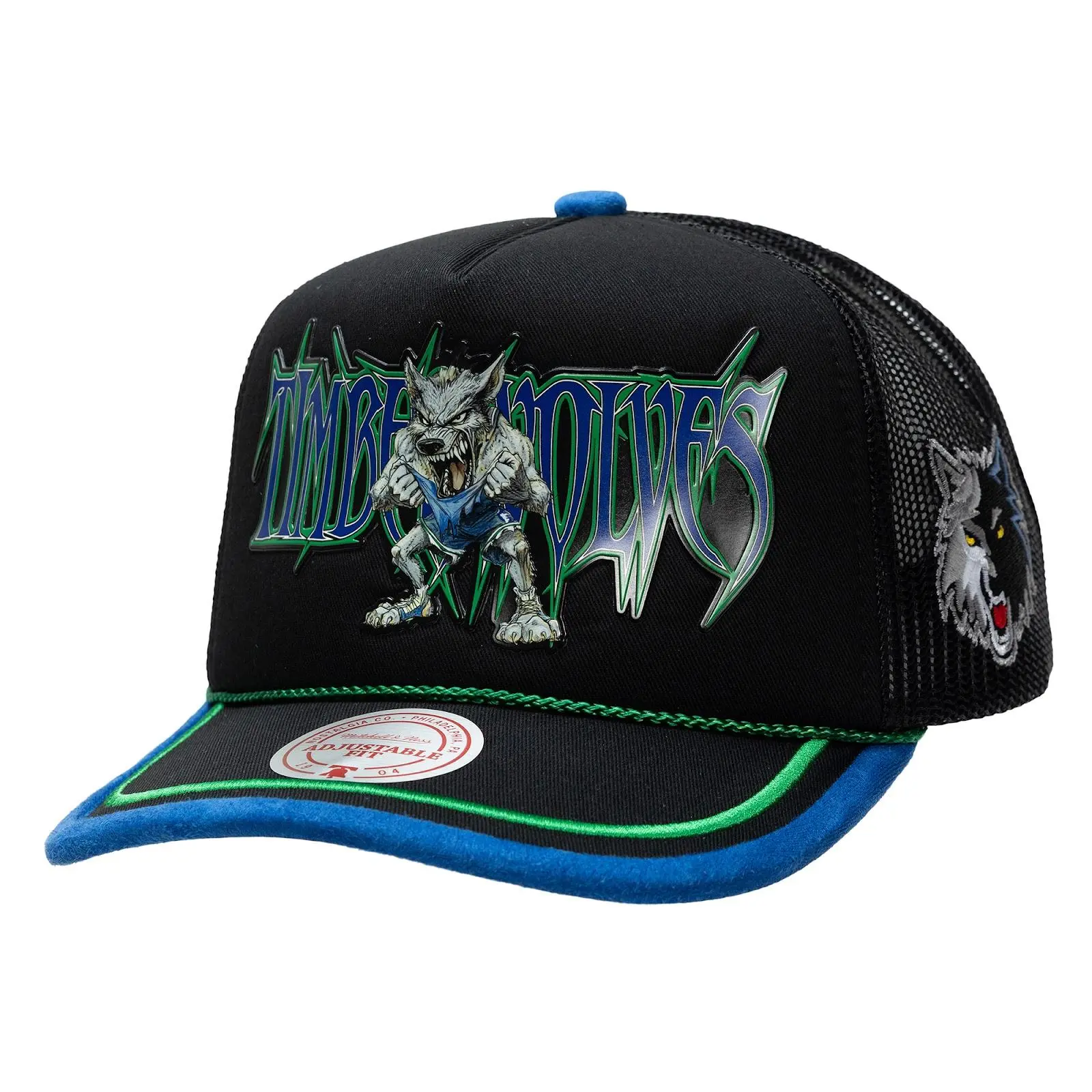 Minnesota Timberwolves Black Hardwood Classics Wild Art Trucker Hat, Unisex Acrylic Casual Graphic Adjustable Trucker Hats