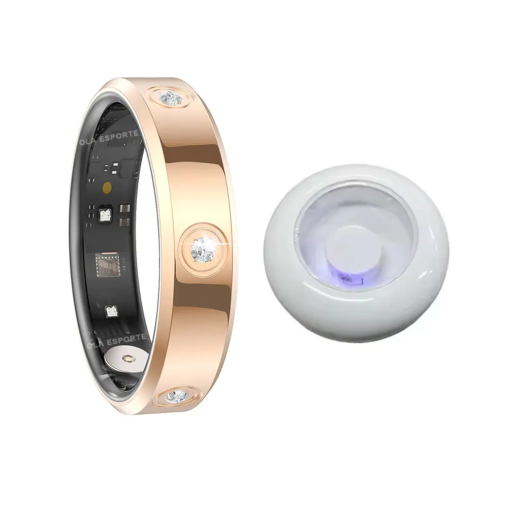 Fashion Silicone Band Oval Smart Ring - Universal Cordless Fitness Tracker for Men, Bluetooth, Heart Rate, Blood Oxygen Detection, Sleep Monitoring, 5ATM Waterproof, Multi-Sport Mode, Mobile Remote Compatibility for Android iOS, Music Control, Modern, Blo