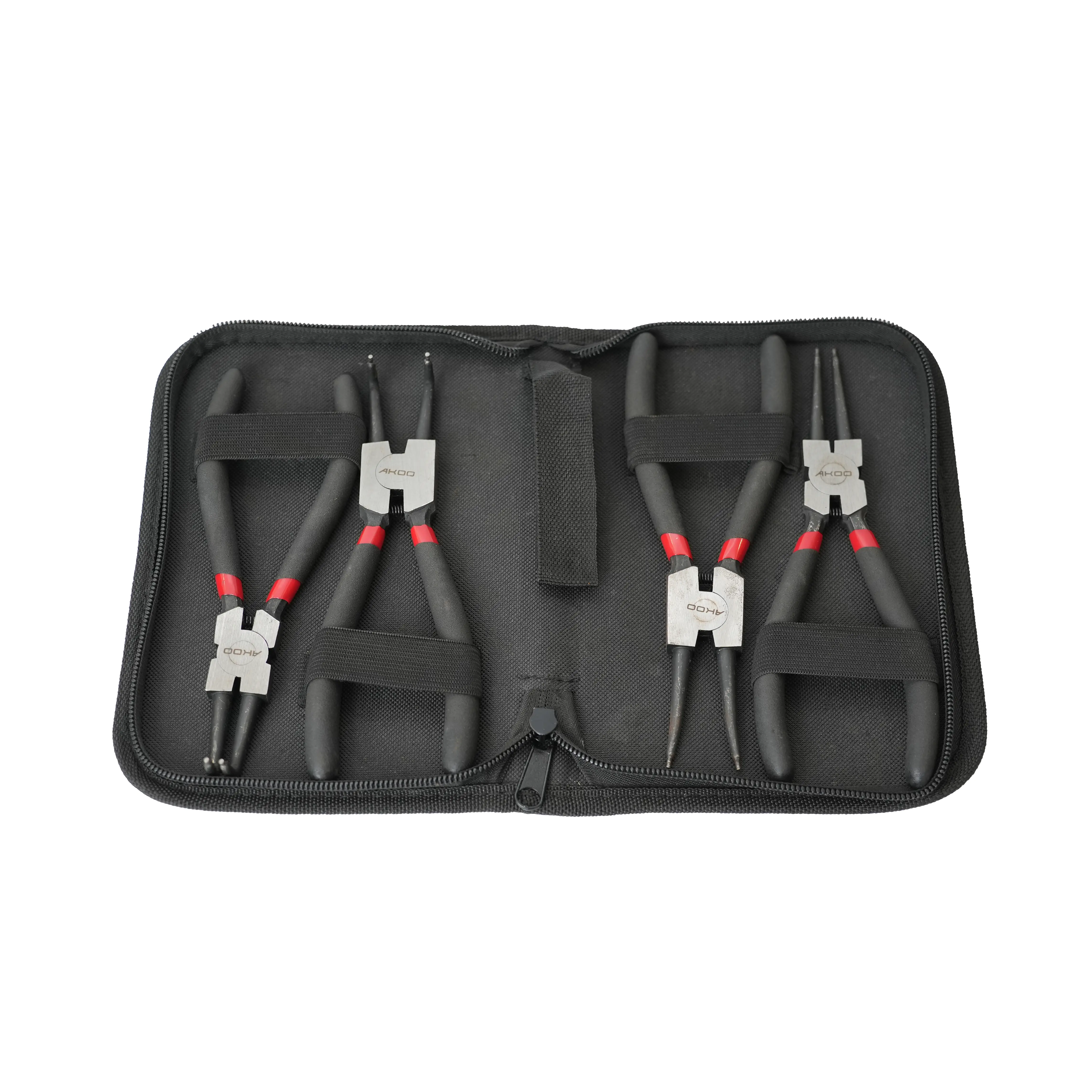 4Pcs Snap Ring Pliers Set, 7" Internal/External Circlip Pliers Kit with Straight/Bent Jaw, Heavy Duty Precision Spring Loaded Pliers for Ring Remover Retaining and Remove Hoses, Gaskets, Ring Remover Retainin