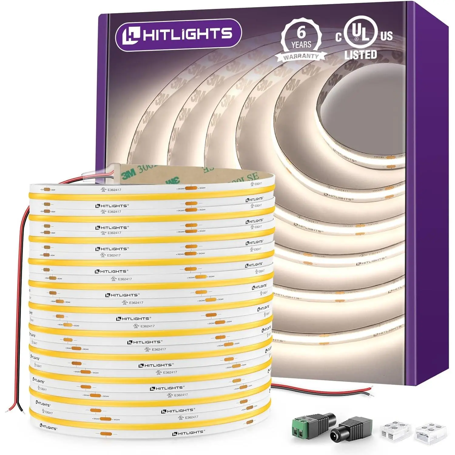 Premium 24V COB LED Strip Light, Single Color (UL-Listed) 32ft [IP-30]
