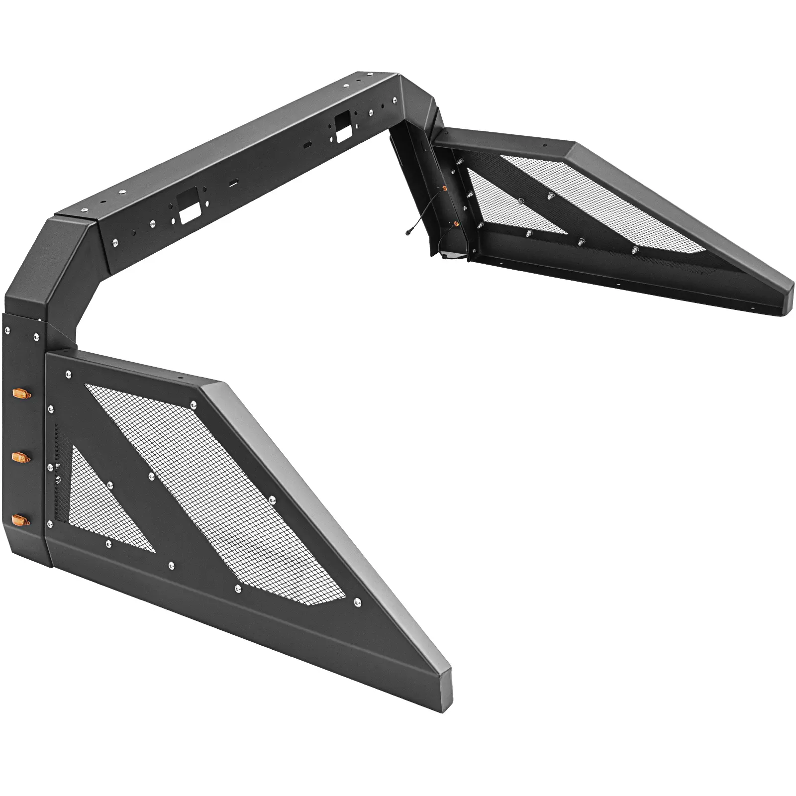 VEVOR Steel Truck Roll Bar Chase Rack Roof Rack for Pickup Trucks, Adjustable Height 38"x62"-76"x22"-25", Pre-Drilled Holes for Easy Install & Lighting Mounts, 6 Auxiliary Side Marker Lamps, No Extra Tools Needed Cargo Safety Accessory, Car Accessories