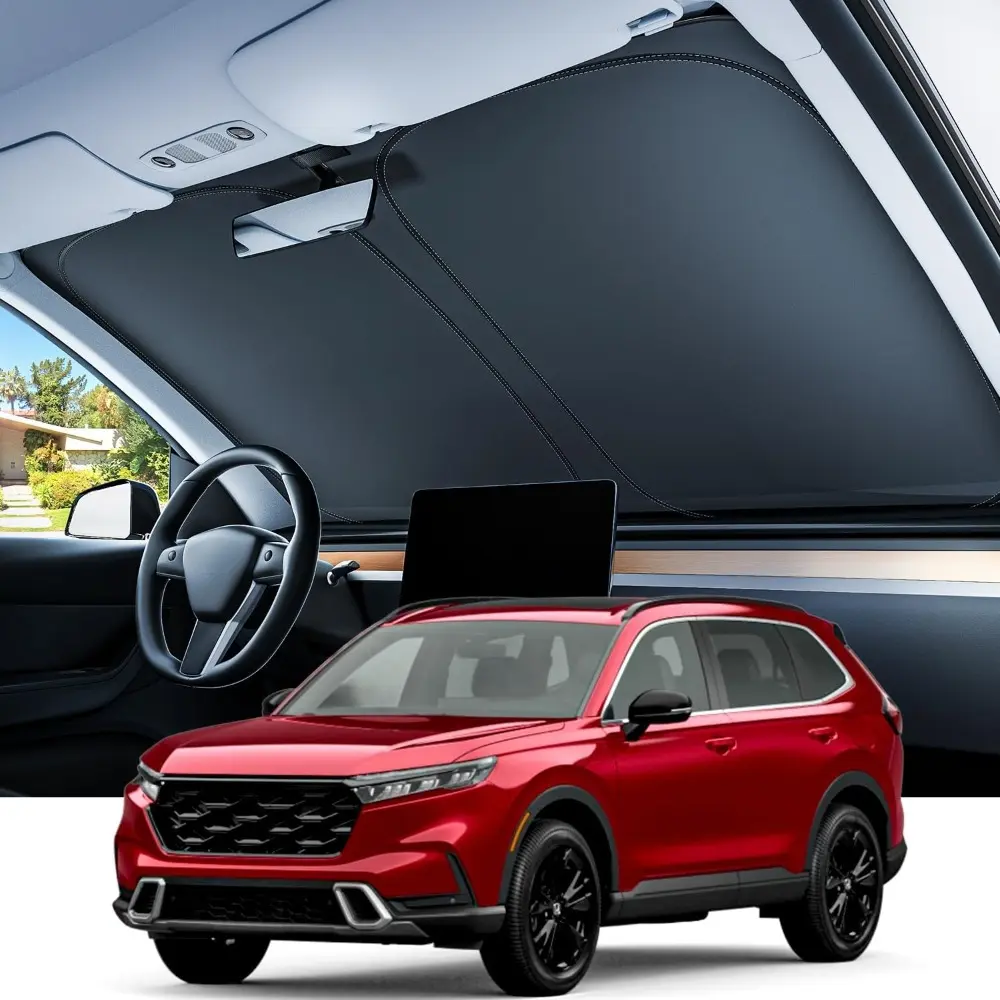 2025 Upgraded Windshield Sun Shade - Military Frame Heat Blocker, 99% Sun Protection, Full Size M (64"x32") Foldable Accessory with Storage Bag, Sedan Fit for Compact SUV Interior Cooling