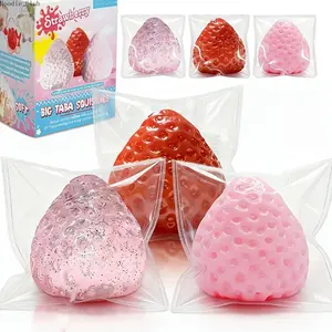 Kawaii Strawberry Squishy Toy, Slow Rising Soft Stress Relief Fidget, Cute Realistic Fruit Squeeze Toy, Party Favor Gift for Kids Adults Birthday Christmas Valentine’s