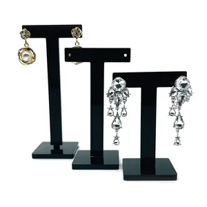 3pcs Earring Display Stands Set with T Shape Design, Minimalist Stylish Transparent Colors, Jewelry Organization Rack for Home or Retail Showcase, Space Efficient