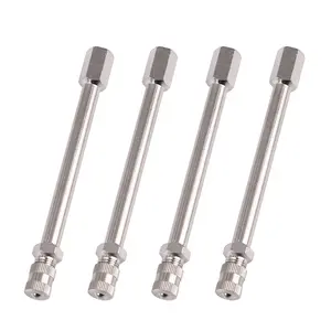 4" Straight Metal Tyre Valve Stem Extension Rod Wheel Adapter Extender Stem Caps Rod for Car Truck Motorcycle Silver Tone